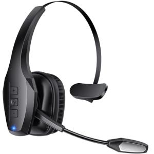 Trucker Bluetooth Headset, Wireless Headset with Mic, Bluetooth Headsets with Dual Noise Cancelling Microphone & Mute Button, 55Hrs Working Time PC Headsets for Cell Phones, Computer, Truck Driver