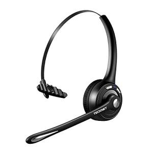 TECKNET Bluetooth Headset, Wireless On Ear Headphones with Noise Cancelling Microphone for Trucker, Hand Free Wireless Headset with Mute Mic for Phone
