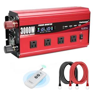 Cantonape 3000W Power Inverter 12V to 110V/120V DC to AC with LCD Display, Remote Controller 4 x AC Outlets and 4 x 3.1A USB Car Adapter for Car Truck Boat RV Solar System