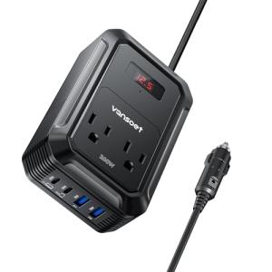 200W Car Power Inverter DC 12V to 110V AC Inverter with PD 65W/30W USB C & 2 QC 18W USB Ports & 2 AC Outlets,Car Pluɡ Adapter Outlet for Laptop/Phone/Road Trip