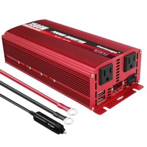 Cantonape 1500W/3000W(Peak) DC 12V to 110V/120V AC Power Inverter with Dual AC Outlets Dual 3.1A USB Car Adapter and Cigarette Lighter for Car Home Truck Outdoor Red