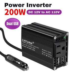 200W Car Power Inverter DC 12V to AC 110V Converter Inverter w/USB Fast Charging