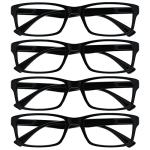 Black Reading Glasses 4 Pack for Men & Women