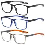 Sporty Blue Light Blocking Reading Glasses - 3 Pack