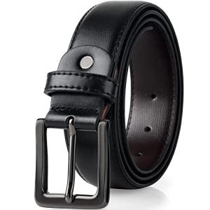 Men's Black Leather Belt with Classic Buckle
