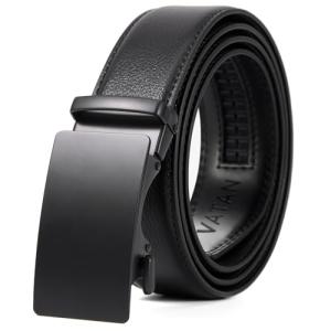 Men's Adjustable Leather Ratchet Belt - Black