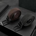 Men's Elastic Braided Belt Set - Black & Brown