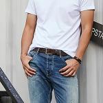 Dovava Men's Brown Leather Jeans Belt 115cm