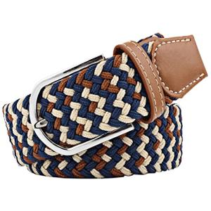 Braided Stretch Belt with PU Leather Buckle