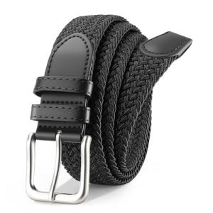 VONMELLI Stretch Braided Men's Black Golf Belt