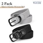 2 Pack Men's Elastic Braided Golf Belts