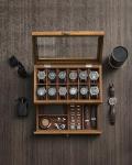 12-Slot Wooden Watch Box with Glass Lid