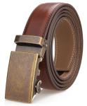 Men's Genuine Leather Adjustable Ratchet Belt - Brown