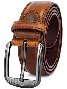 GSG Men's Leather Double Stitched Belt - Brown