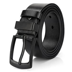 Men's Black Leather Casual Belt for Work & Golf