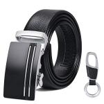 Men's Automatic Leather Ratchet Belt with Keychain