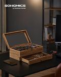 12-Slot Wooden Watch Box with Glass Lid