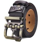 BISON DENIM Men's Leather Belt with Alloy Buckle