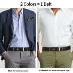 Men's Reversible Black Leather Belt - 120cm