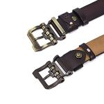 BISON DENIM Men's Leather Belt with Alloy Buckle