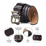 BISON DENIM Men's Leather Belt with Alloy Buckle