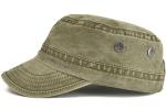 Cool Washed Cotton Military Cadet Cap - Army Green