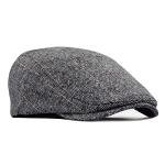 Men's Grey Tweed Flat Cap - Adjustable Stylish Hat