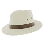 Beige Cotton Fedora for Men, Size 59cm