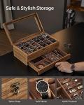 12-Slot Wooden Watch Box with Glass Lid