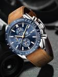 Brown Leather Chronograph Watch for Men