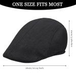 Lafefe Black Linen Duckbill Flat Cap for Men