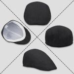 Lafefe Black Linen Duckbill Flat Cap for Men