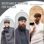 Lafefe Black Linen Duckbill Flat Cap for Men