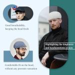 Lafefe Black Linen Duckbill Flat Cap for Men