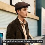 Lafefe Black Linen Duckbill Flat Cap for Men