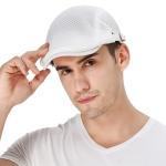 Stylish White Mesh Newsboy Cap for Summer