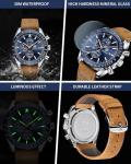 Brown Leather Chronograph Watch for Men