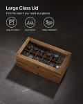 12-Slot Wooden Watch Box with Glass Lid