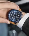 Brown Leather Chronograph Watch for Men