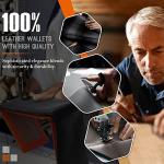 Slim RFID Blocking Leather Wallet for Men - Black/Orange