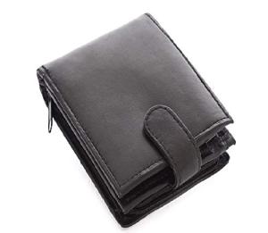 Men's Black RFID Blocking Leather Wallet with Zipper