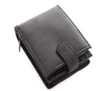 Men's Black RFID Blocking Leather Wallet with Zipper