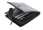 Men's Black RFID Blocking Leather Wallet with Zipper