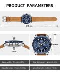 Brown Leather Chronograph Watch for Men