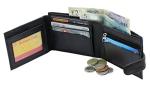 Men's RFID Blocking Leather Trifold Wallet - Black