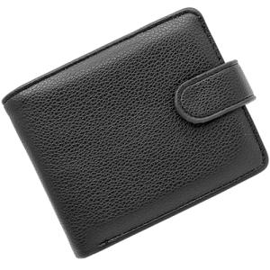 LUFFLOK Black Leather Wallet with Coin Pocket