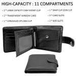 LUFFLOK Black Leather Wallet with Coin Pocket