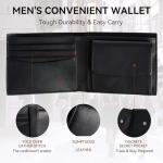 Men's Black Leather Bifold Wallet with RFID Blocking