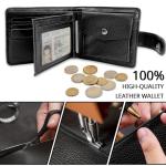 LUFFLOK Black Leather Wallet with Coin Pocket