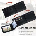 Men's Black Leather Bifold Wallet with RFID Blocking